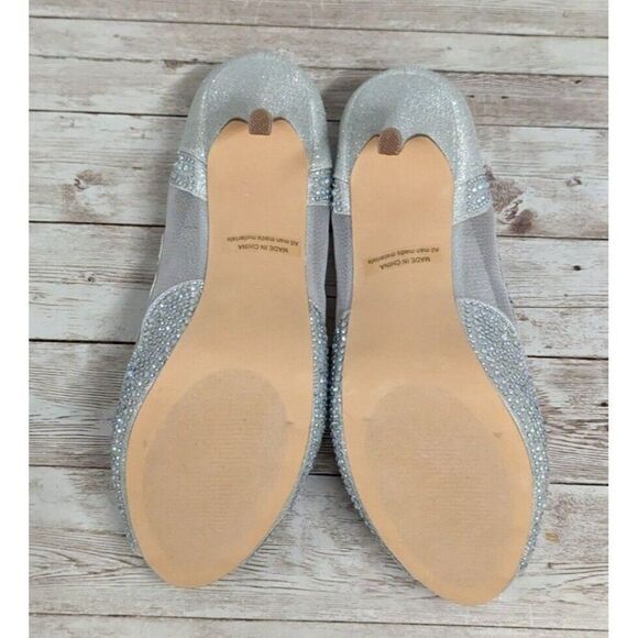 Dream Pairs Divine-01 Womens Sz 8.5 Silver Slip On Peep Toe Stiletto Pump Heels - Picture 9 of 10